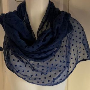 Blue Heart Sheer Scarf